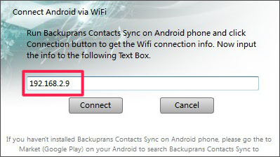 Connect Android to PC via WiFi for Messages Transfer