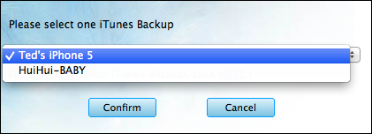 choose an iTunes backup to copy iPhone SMS and MMS