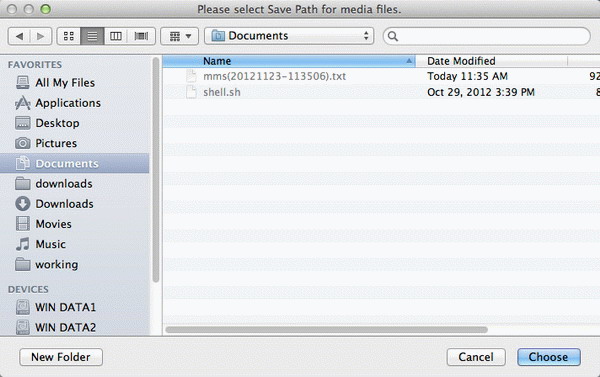 Extract attachments in MMS messages from iPhone on Mac - save path