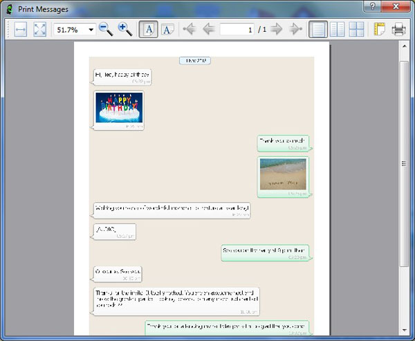 Preview before Printing iPhone WhatsApp Conversations