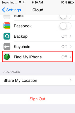 find my iphone turn off