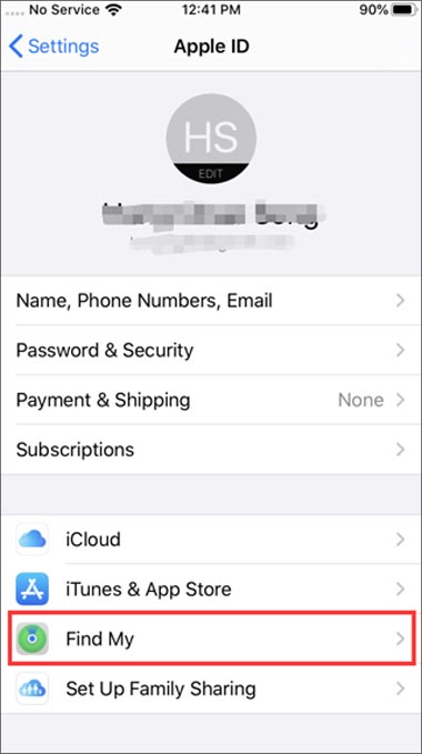 How to disable Find My iPhone with ios 13