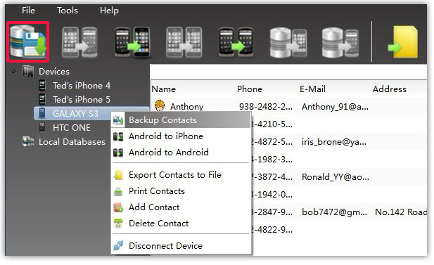 backup iPhone Android Contacts on PC