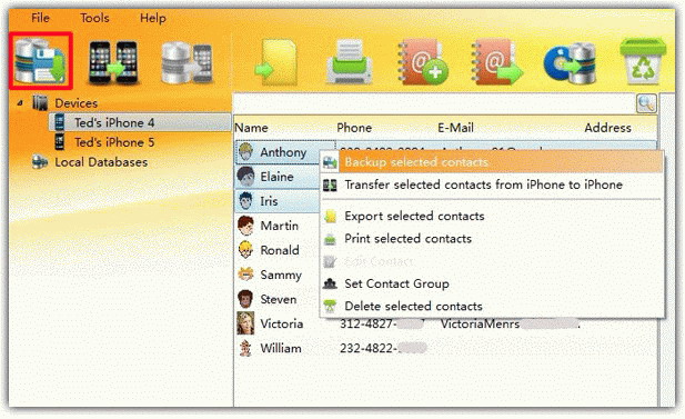 backup selected iPhone contacts to computer