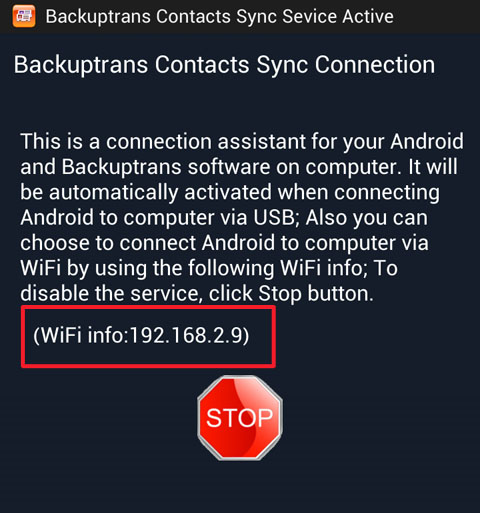 Connect Android to PC via WiFi for Contacts Transfer