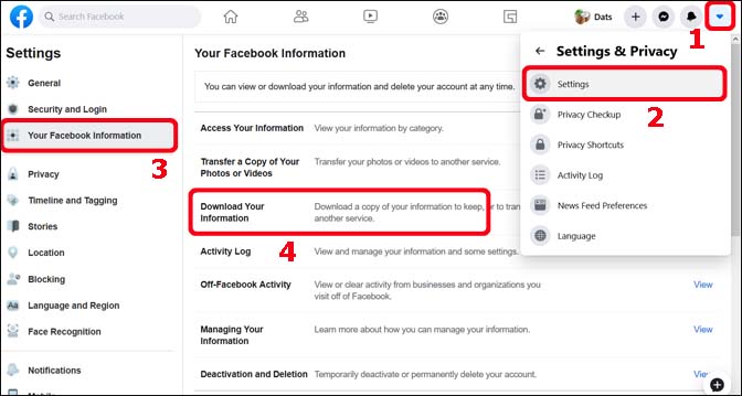 facebook download all messages