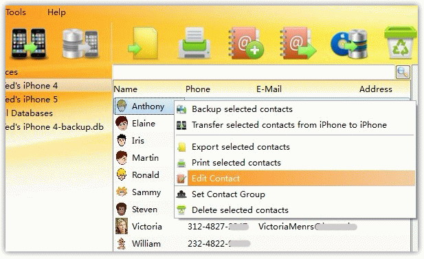 Edit iPhone Contacts directly from PC