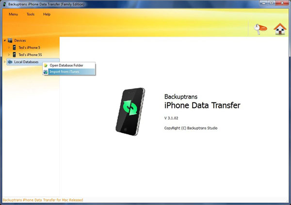 backuptrans iphone data transfer