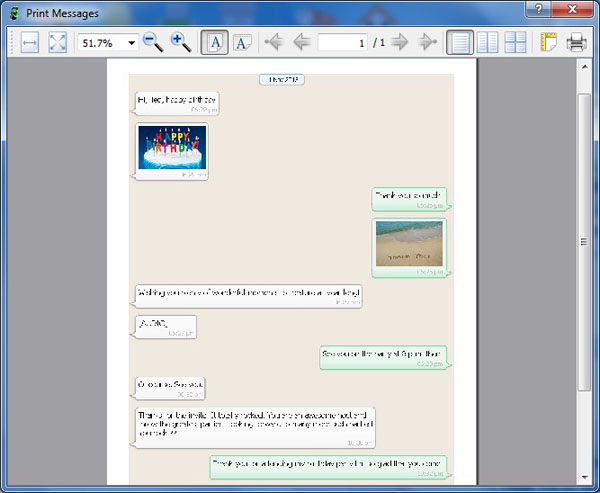 preview before Printing WhatsApp Messages from Android